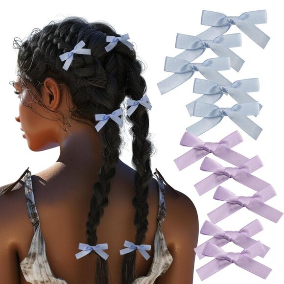 24 PCS Fabric Hair Bow Clips Small Pastel Pink Blue Purple Cream for Women Girls main image 8
